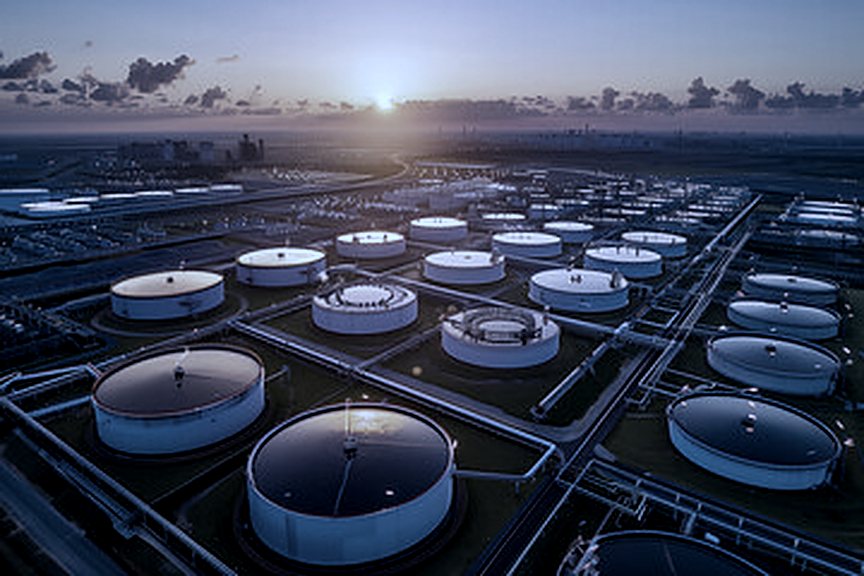 Tank farm at dusk