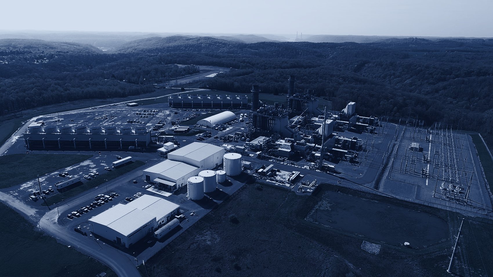 Generating station and switchyard, aerial